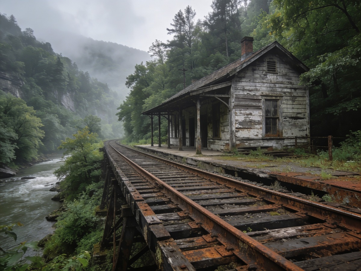 Geisterstädte USA: Die 7 schönsten Ghost Towns 2026 5 Eisenbahndepot der Geisterstadt Thurmond in West Virginia