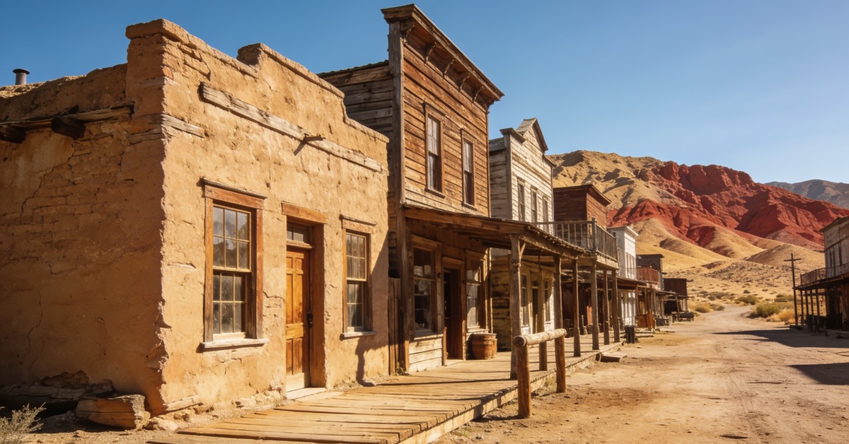 Calico Ghost Town: restaurierte Silberminen-Geisterstadt mit Holzhäusern in der Mojave-Wüste bei Barstow