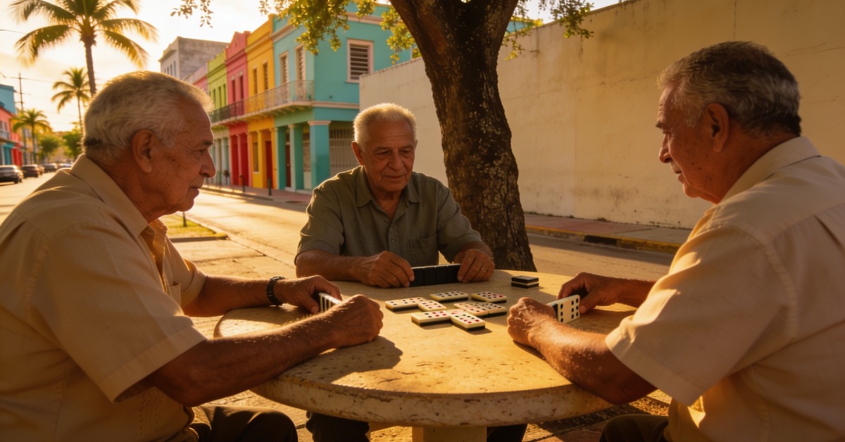 Little Havana: ältere Männer spielen Domino auf der Calle Ocho in Miami
